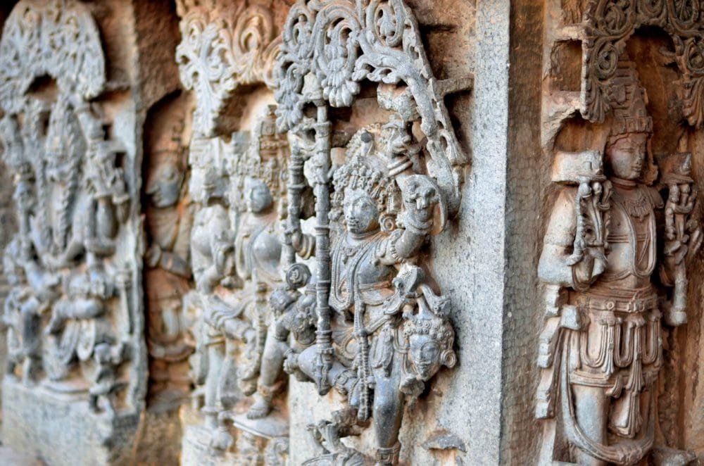 Sculptures in Halebidu temple complex by Travel Jaunts