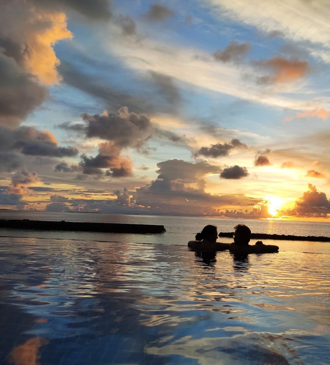 Sunset from the resort in Maldives