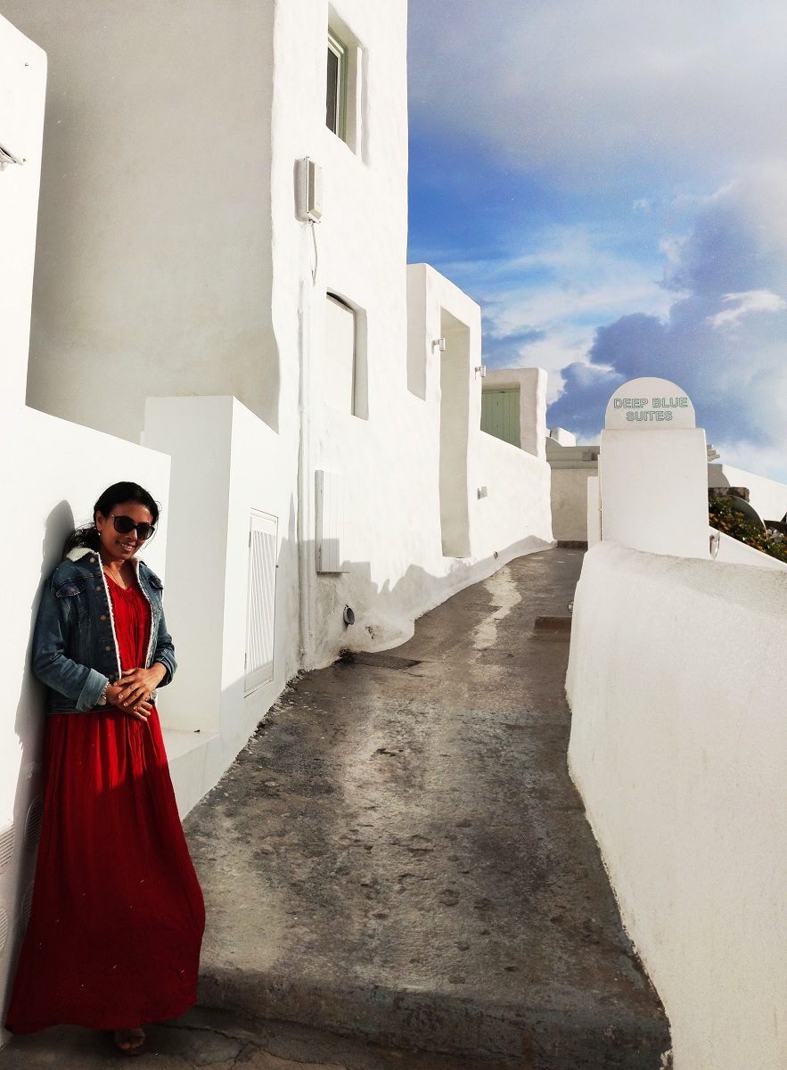 Fira town white buildings for portraits